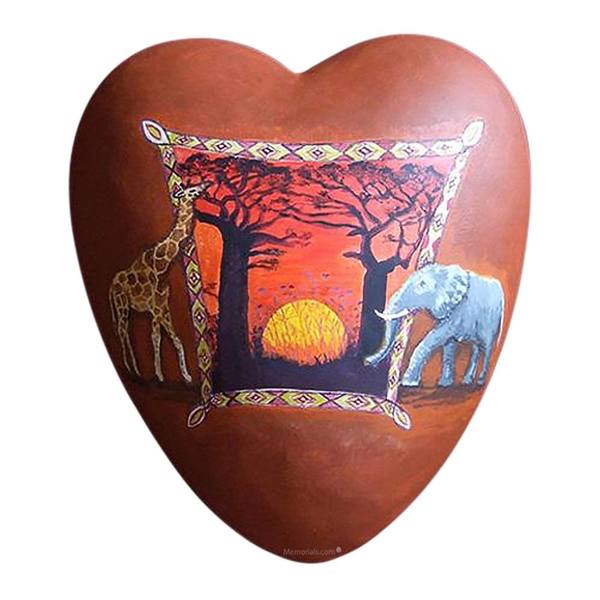 Majestic Sunset Heart Ceramic Urn