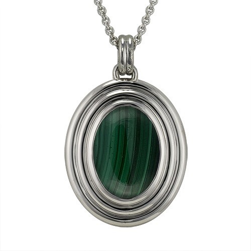 Malachite Ribbed Cremation Pendant