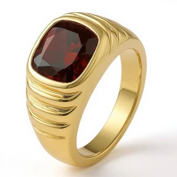 Male Red Cremation Diamond Ring