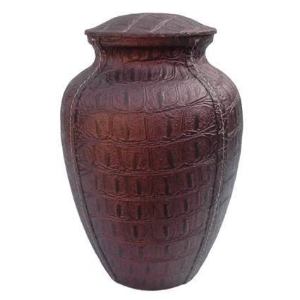 Maroon Leather Cremation Urn