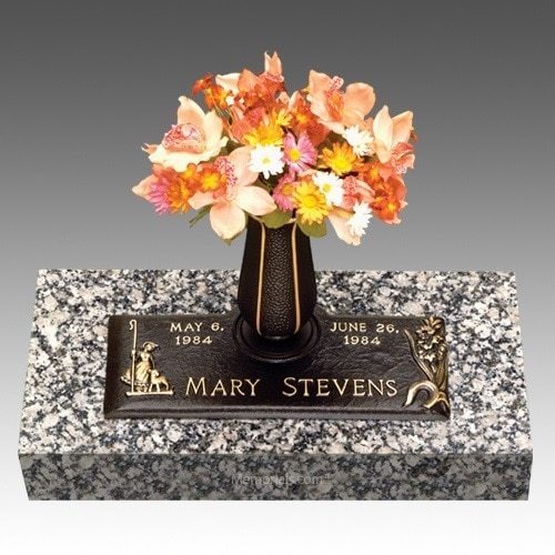 Mary & Lamb Children Bronze Grave Marker