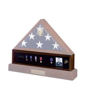 Flag Medal Walnut Display Case