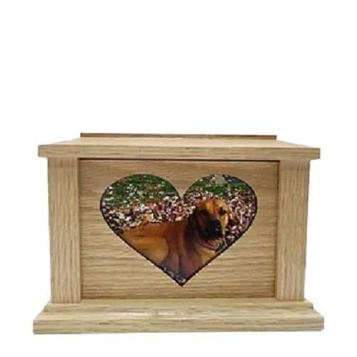 Medium Oak Center Heart Picture Pet Urn