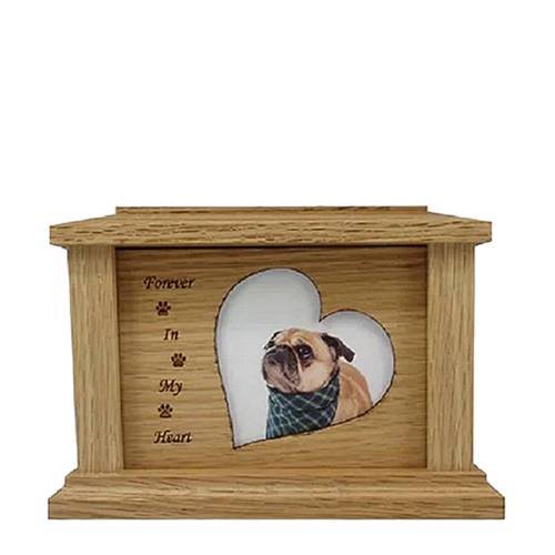 Medium Oak Tilted Heart Picture Pet Urn