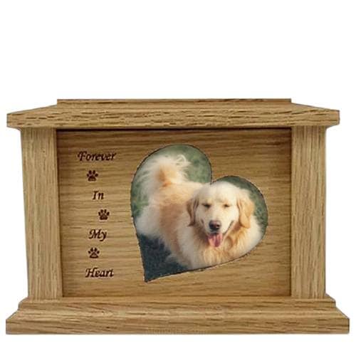 Medium Oak Tilted Heart Picture Pet Urn