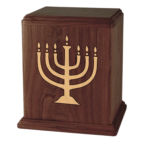 Menorah Walnut Cremation Urn