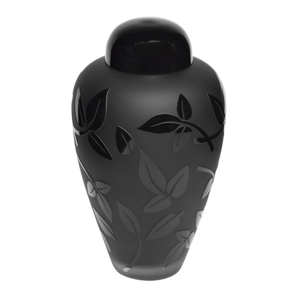 Midnight Leaf Glass Urn