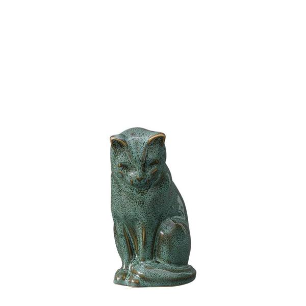 Mini Upright Sage Ceramic Cat Urn