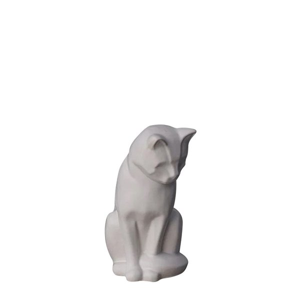 Mini Upright White Ceramic Cat Urn