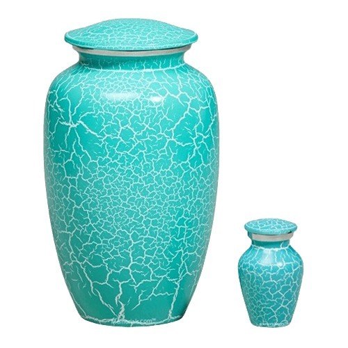 Mint Crackle Metal Cremation Urns