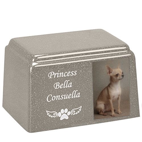 Misty Rectangle Cultured Pet Photo Urn