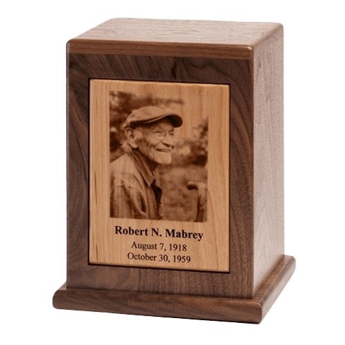 Modern Photo Wood Cremation Urn