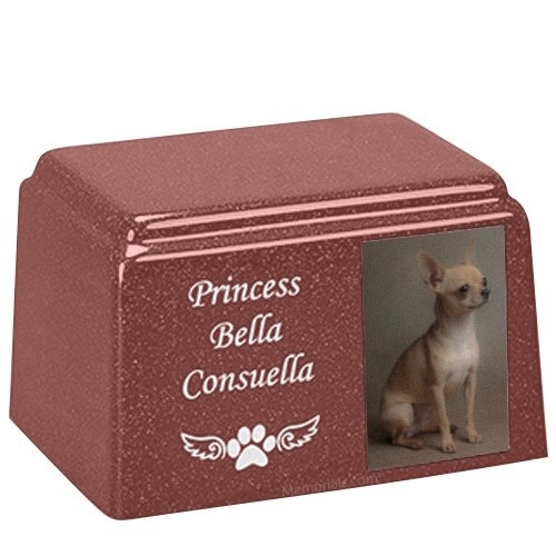 Morning Rose Rectangle Cultured Pet Photo Urn