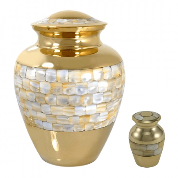 Mother of Pearl Gold Cremation Urns