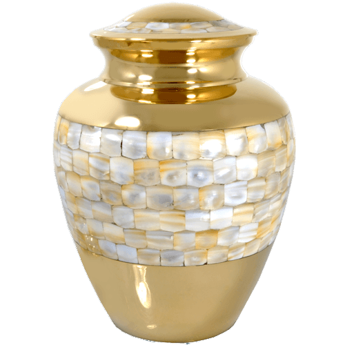 Mother of Pearl Gold Cremation Urn