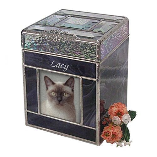 Navy Glass Medium Photo Pets Urn