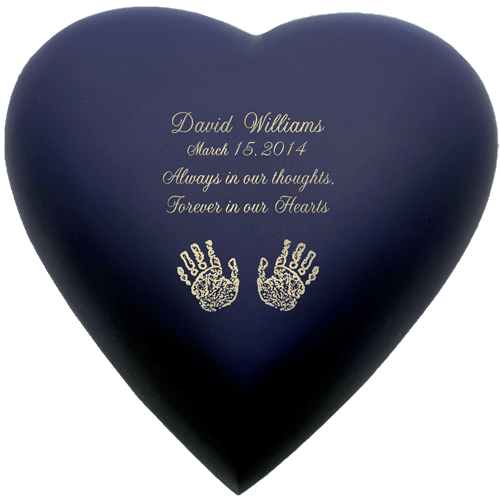 Navy Blue Heart Print Child Cremation Urn