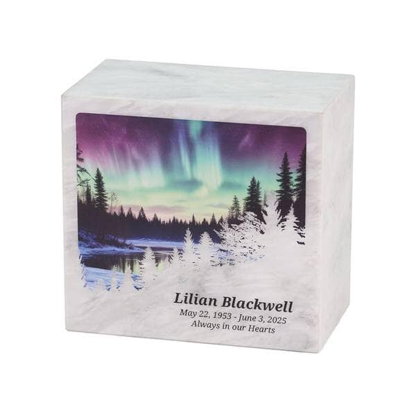 Northern Lights Marble Cremation Urn