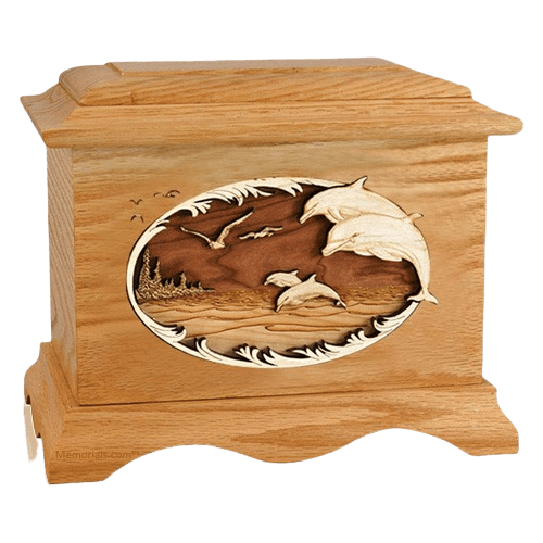 Dolphins Oak Cremation Urn