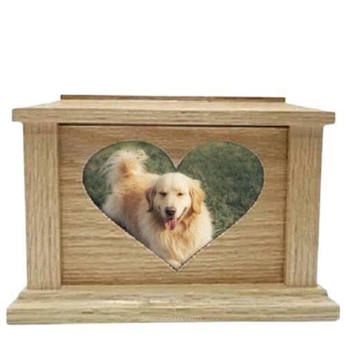Oak Center Heart Picture Pet Urns