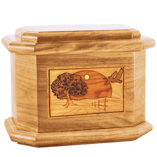 Geese Oak Octagon Cremation Urn