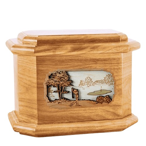 Golf Oak Octagon Cremation Urn