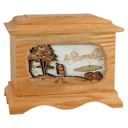 Golf Oak Cremation Urn