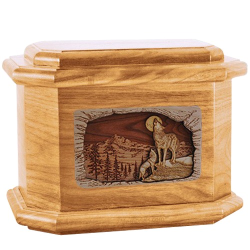 Moonlight Serenade Oak Octagon Cremation Urn