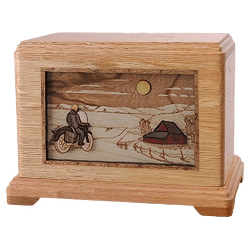 Motorcycle Moon Oak Hampton Cremation Urn