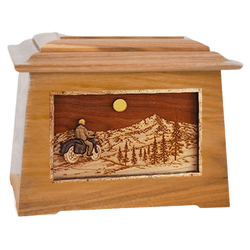 Motorcycle Mountains Oak Aristocrat Cremation Urn