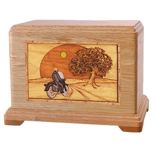 Motorcycle & Moon Oak Hampton Cremation Urn