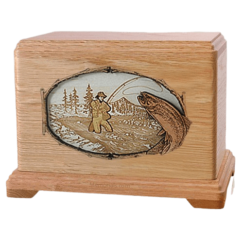 Fly Fishing Oak Hampton Cremation Urn