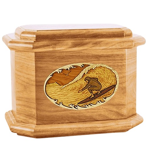 Surfer Oak Octagon Cremation Urn