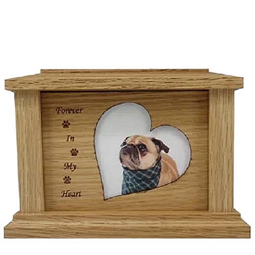 Oak Tilted Heart Picture Pet Urns