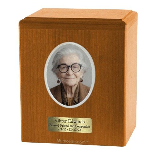 Oak Wooden Photo Urn