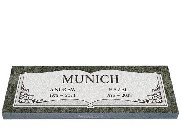 Open Book Granite Headstone For Two 40 x 14