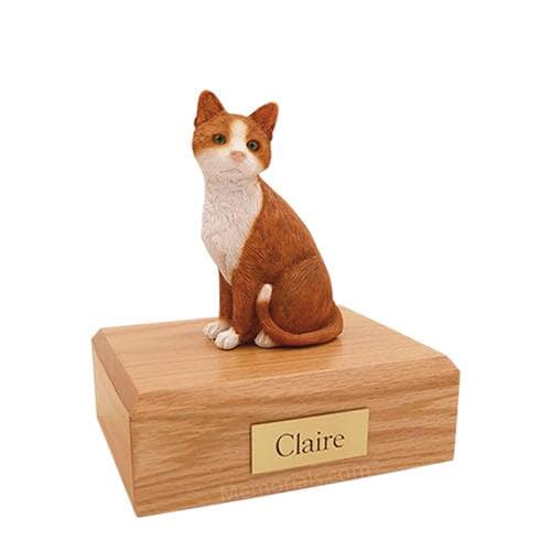 Orange & White Large Cat Cremation Urn