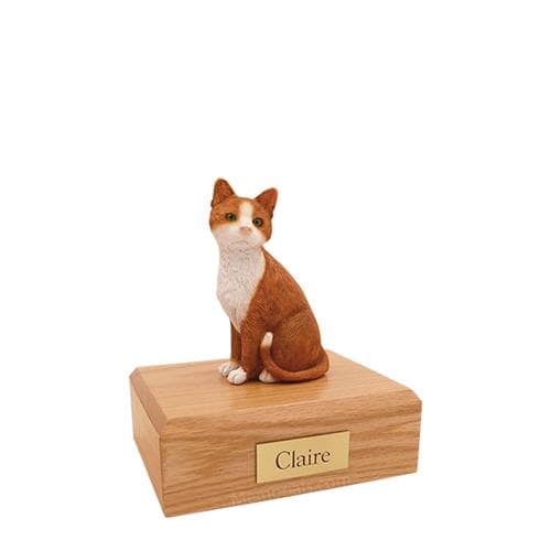 Orange & White Small Cat Cremation Urn