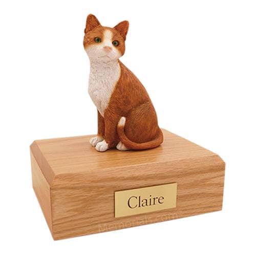 Orange & White X Large Cat Cremation Urn