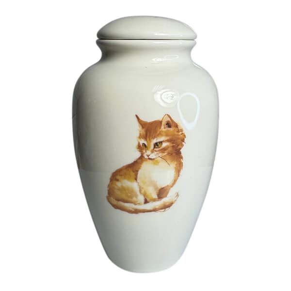 Orange Cat Ceramic Cremation Urn Orange Cat Ceramic Cremation Urn