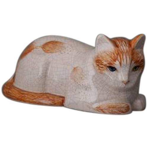 Orange Cat Resting Ceramic Urn