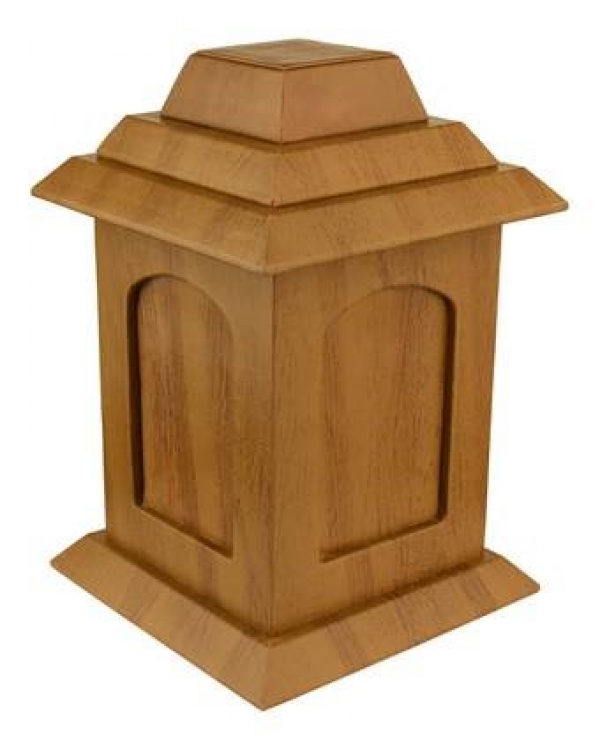 Pagoda Rustic Wood Cremation Urn