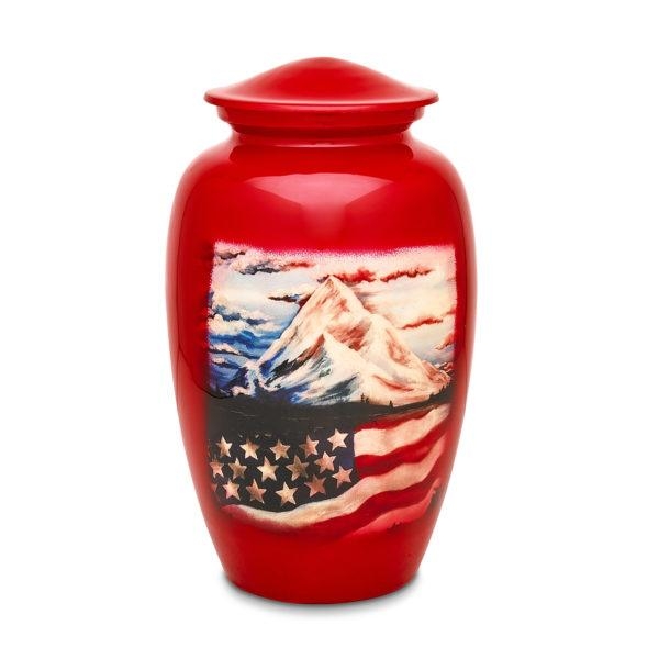 Patriotic Landscape Red Urn