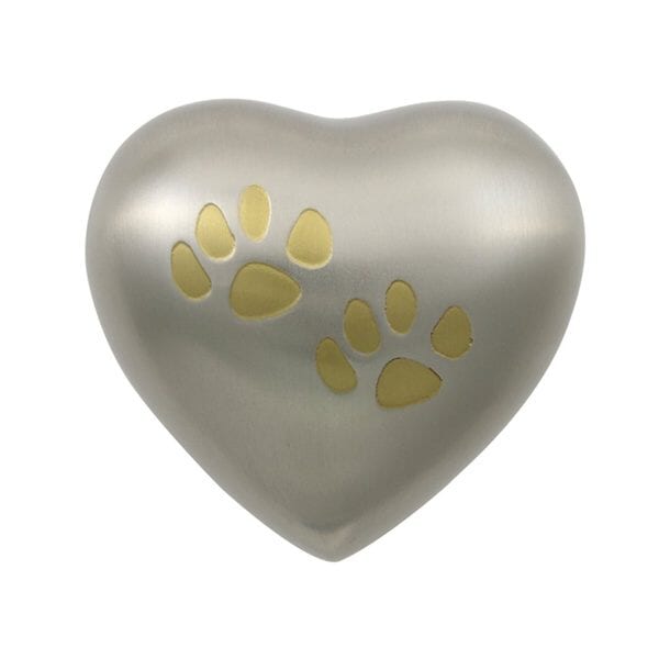 Paw Print Bronze Heart Pet Urn