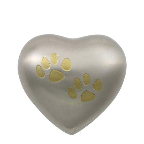 Paw Print Bronze Heart Pet Urn