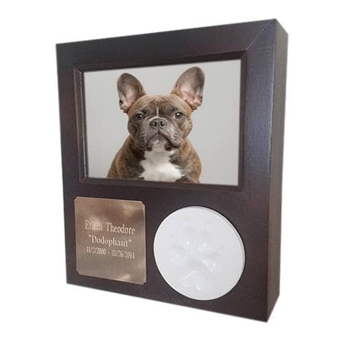 Paw Print Horizontal Photo Walnut Pet Urns