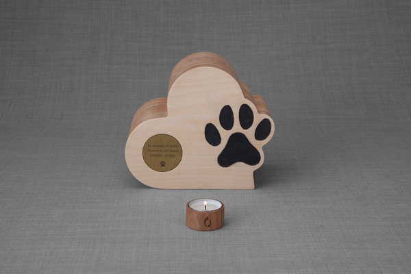 Paw Print On Wooden Heart Urn