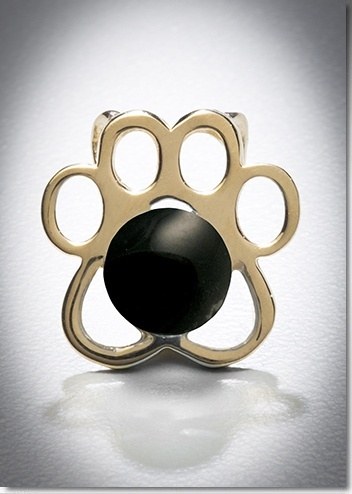 Black Paw Yellow Gold Cremation Pendant