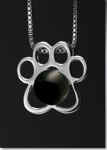 Black Paw Silver Cremation Pendant