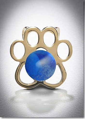 Blue Paw Yellow Gold Cremation Pendant